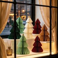 Décorations de Noël en papier, arbre de Noël 3D plié en nid d'abeille pour la décoration de Noël, décoration de table et décoration de la maison