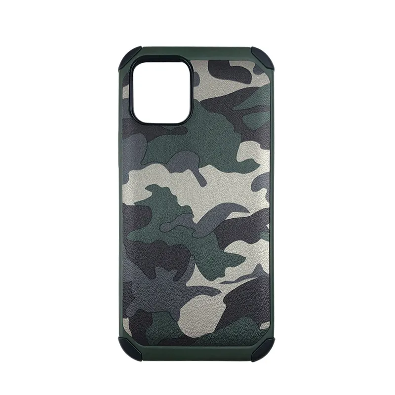 Anti-Val Amry Camouflage Militaire Grade Telefoon Case Shockproof Pc + Tpu + Pu Cover Voor Iphone 12 Pro max Mini