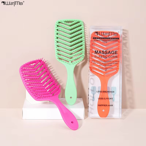 Peigne à cheveux en forme de <span class=keywords><strong>V</strong></span>, creux, style moelleux, manche droit, massage doux, lisse, démêlant, brosse à cheveux, marque Wanmei, couleur personnalisée - Product Image 1