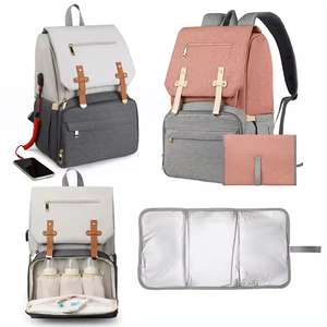 Tas popok multifungsi, tas ransel Laptop kapasitas besar dengan bantalan udara dekompresi dan Port USB - Product Image 1