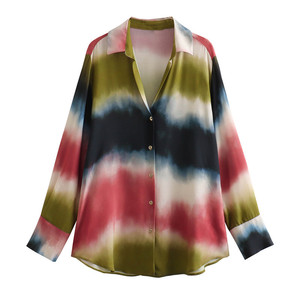 Ensemble pantalon droit et chemise ample boutonnée imprimée tie-dye, <span class=keywords><strong>style</strong></span> <span class=keywords><strong>streetwear</strong></span> européen et américain, nouvelle collection printemps pour <span class=keywords><strong>femme</strong></span> - Product Image 2