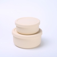 Ensemble de boîtes à lunch empilables en silicone pur, style minimaliste, deux pièces, avec bol pour bébé et couvercle hermétique
