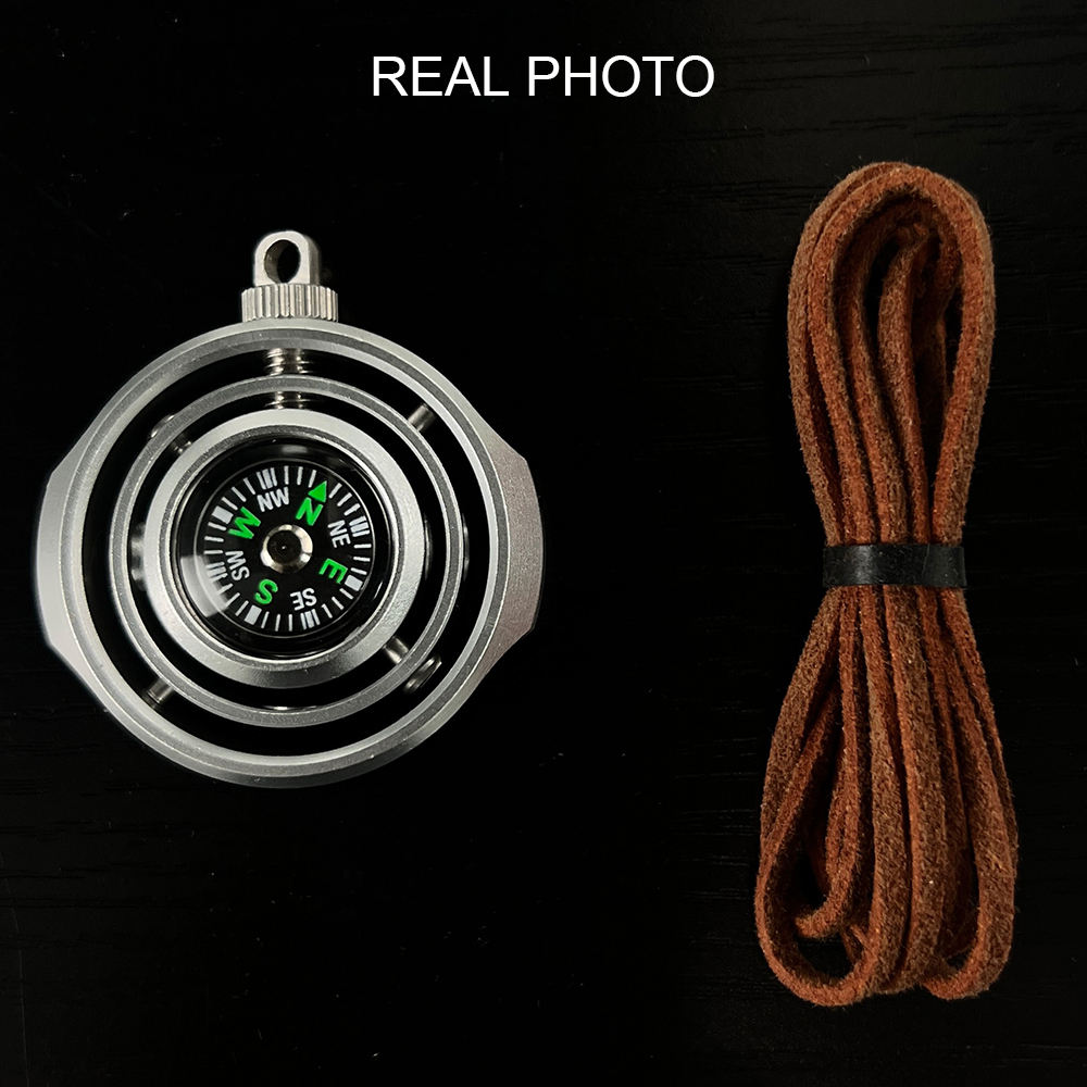 2025 TikTok New Kinetic Fidget Spinner Compass Fingertip Gyroscope Stress Relief Spinning Ring Toy Aluminium Alloy Lanyard Metal