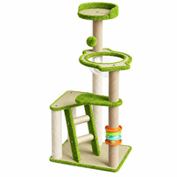 Arbre à chat multi-niveaux en gros avec lits en rotin, poteaux à gratter en sisal, gamelle transparente, perchoirs et jouets interactifs