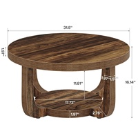 Table basse la plus vendue, style américain moderne, en bois, double niveau, avec rangement intégré, en panneau de densité