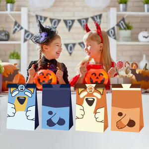 <span class=keywords><strong>Bluy</strong></span> Christine Heeler y Bingo Heeler Fiesta temática Favor Bolsas de papel con pegatina Fiesta de cumpleaños Regalo Bolsa de dulces - Product Image 5
