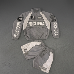 Conjunto Deportivo Personalizado con Logotipo, Unisex, de Invierno, de Dos Piezas, con Cierre, Chaqueta Cortavientos de Poliéster/Nailon y Pantalones Cortos - Product Image 3