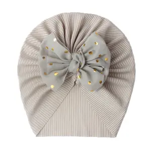 Lovely Shiny Bowknot Baby Solid Color Beanies Head Wraps Kids Turban Baby Headbands