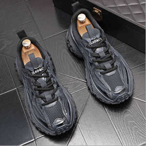2026 New Designer Inspired Silver Gradient Chunky Dad Sneakers, Luxury Mesh Platform Lace Up <b>Walking</b> <b>Trainers</b> - Product Image 6