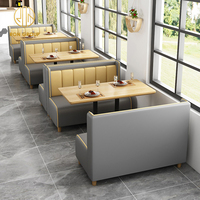 Bancs de stand de restauration rapide, canapé carré, mobilier de café en bois, mobilier commercial de restaurant, ensemble table et chaise, ensemble de sièges de stand