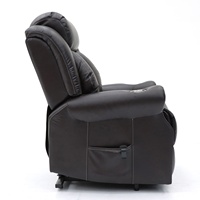 Geeksofa Chaise inclinable électrique en cuir avec cadre en bois Porte-gobelet Massage à chaleur pour personnes âgées handicapées