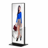 Pantalla Digital Comercial de 43" a 65", con Soporte de Piso, Resolución 2K 4K, Pantalla LCD, Vidrio Templado, Marco de Aleación de Aluminio, para Centros Comerciales, Hoteles y Vestíbulos