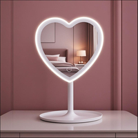 Miroir de maquillage intelligent pliable en forme de cœur avec logo personnalisé, éclairage LED, table de maquillage personnalisée