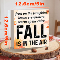 1 plaque décorative carrée en PVC imprimée UV sur le thème de l'automne, style ferme, pour table, ornement de maison pour Thanksgiving