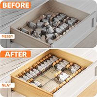 Organisateur de tiroir à épices 4 niveaux-Lot de 4 organisateur d'assaisonnement de tiroir en acrylique transparent Organisateurs de porte-épices de cuisine extensibles