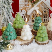 Bougie artisanale cylindrique en cire de soja mélangée, peinte à la main, parfumée, pour décoration de sapin de Noël, cadeau