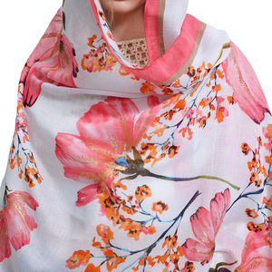 Mode feuille d'or polyester musulman Hijabs européen classique motif floral imprimé coton châles écharpes pour les femmes - Product Image 2