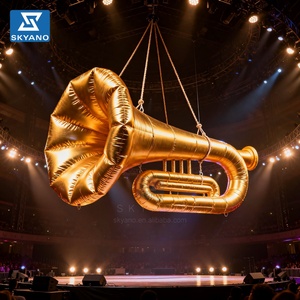 Modèle géant gonflable doré d'instruments de <span class=keywords><strong>musique</strong></span> (CD, violon, <span class=keywords><strong>piano</strong></span>, trompette) pour la décoration de scène de concert, la publicité et les accessoires de spectacle - Product Image 2