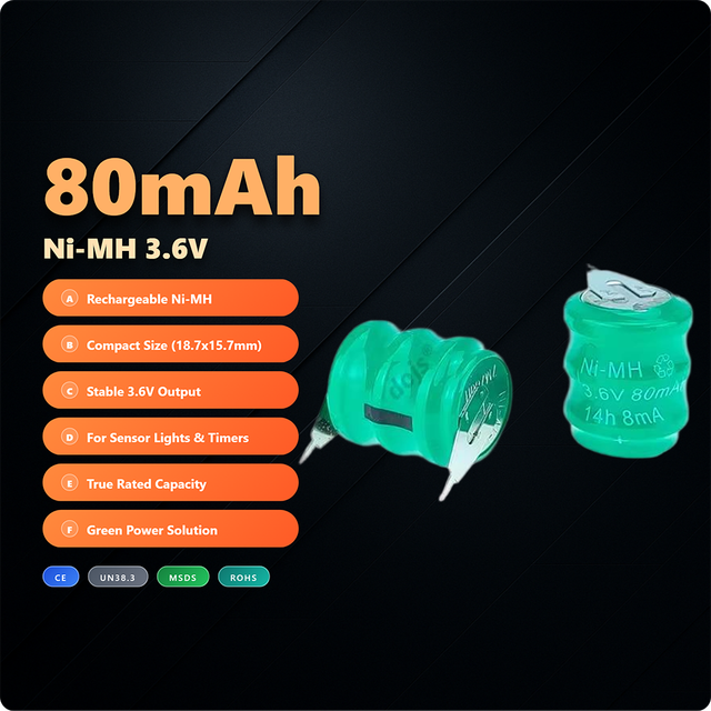 Rechargeable Battery Pack 1.2V-4.8V 80mAh for Timers Solar Lights Lawn Lights Medical Devices Boats Flashlights Electronic