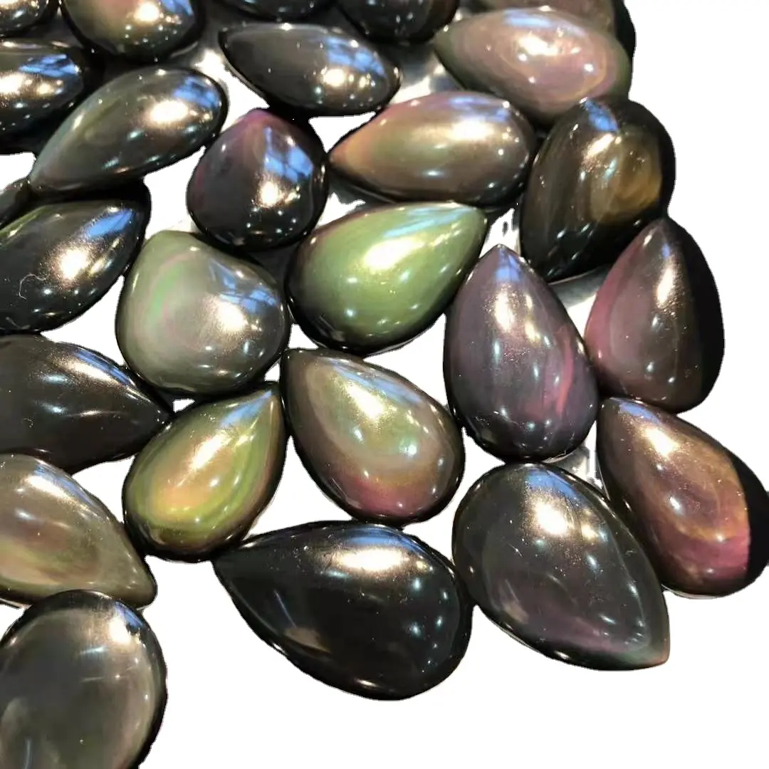 Natural high quality crystal stone pendant rainbow eye obsidian water drop pendant