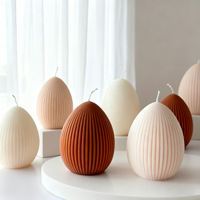Vela Aromática Artesanal con Forma de Huevo de Pascua, con Rayas y Aroma a Vainilla Francesa y Madera de Sándalo, Decoración para Regalo Navideño