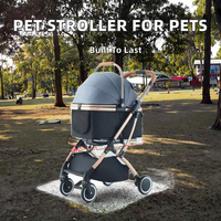 Poussette pliable légère pour petits animaux en lin, ultra-légère, portable, pour chiens et chats, facile à transporter