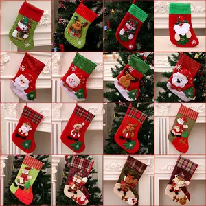 Moda Ano Novo Natal Meias Pingentes Decoração bonito Xmas Papai Noel Red Socking Elk Gift Candy Bag