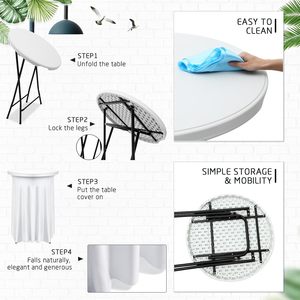 Table de bar à cocktails pliante en plastique HDPE, ronde, blanche, 80 cm (32 pouces), pour événements et mariages, vente en gros - Product Image 4
