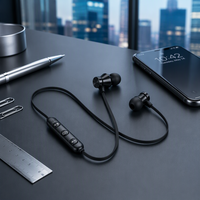 Earphone Nirkabel Magnetik Sport Portabel Harga Terjangkau, Headphone Leher In-Ear Bebas Genggam untuk Lari, Headset Stereo Magnetik