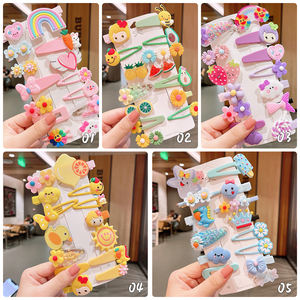 Ensemble de 14 barrettes et pinces à <span class=keywords><strong>cheveux</strong></span> pour enfants, motif de dessin animé, tissu et plastique, 18 cm - Product Image 2