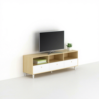 Juego de Muebles para Dormitorio de Apartamento Pequeño, Muebles para TV con Gabinetes de Almacenamiento y Cajones