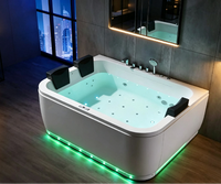 Bañera de Hidromasaje Rectangular de 27 Jets, Termostática con Bluetooth para Hotel o Villa