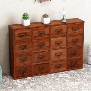 מחסן עץ רכוב קיר עם 16 מגירות, מארגן רפואה מסורתית עתיק מחסן אחסון מזוודות - Product Image 6