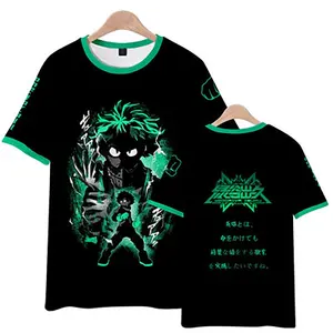 Hot Sale 3D Customized Japanese Anime Clothes Cotton T-shirt Trending My Hero one's justice Midoriya Izuku Anime Cosplay Role Ch