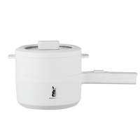 Casserole électrique portable 1,8 litre Appareil de cuisine domestique Cuisinière portable Marmite chaude avec cuiseur vapeur Casserole portable