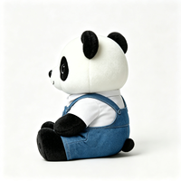 Peluche Panda Personnalisée avec Chemise Blanche et Salopette en Jean – Adorable Animal en Peluche Panda, Souvenir Doux et Mignon