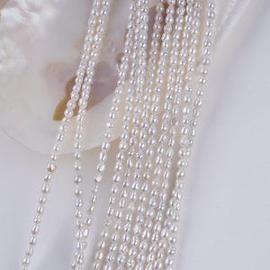 Chaîne de perles d'eau douce naturelles roses en forme de riz 3,5-4 mm Perles régénérées AK Produit semi-fini Perles en vrac - Product Image 5