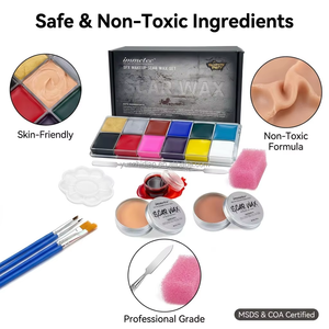 Kit de Maquillaje IMMETEE SFX, Set Profesional de Silicona para Cicatrices, 12 Colores, Paleta de Pintura Corporal y Facial, Sangre, Efectos Especiales para Halloween, Niños - Product Image 5