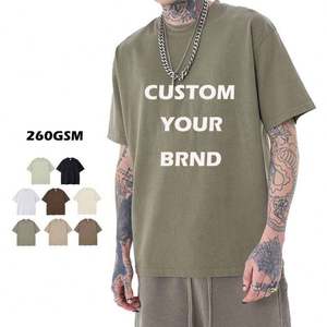 100% coton doux tricoté surdimensionné Logo t-shirts sur mesure T-shirts pour hommes avec sérigraphie unique couleur unie de haute qualité - Product Image 2