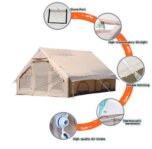 12 ㎡   <span class=keywords><strong>Tente</strong></span> <span class=keywords><strong>gonflable</strong></span> de luxe pour l'extérieur, en tissu Oxford imperméable, <span class=keywords><strong>avec</strong></span> puits de lumière et ouverture pour poêle, pour le camping en famille - Product Image 6