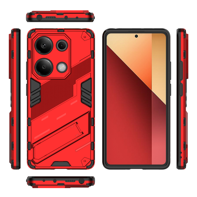 New Kickstand Shockproof Armor Back Cover Shell Bags for Xiaomi Redmi Note 13 Pro 4G/Poco M6 Pro 4G Back Mobile Phone Case