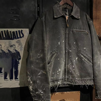 Vestes de travail pour hommes Salati Manufacturer Paint Splatter Streetwear en toile de coton sergé, style Detroit Work Bomber, pour l'hiver