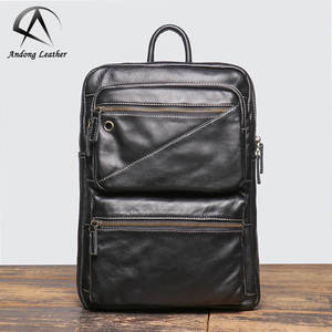 Mochila para computadora Andong de 14 pulgadas para hombre, bolso de hombro de cuero genuino de vaca, mochila de viaje para negocios, gran capacidad, bolso de moda 3424 - Product Image 1