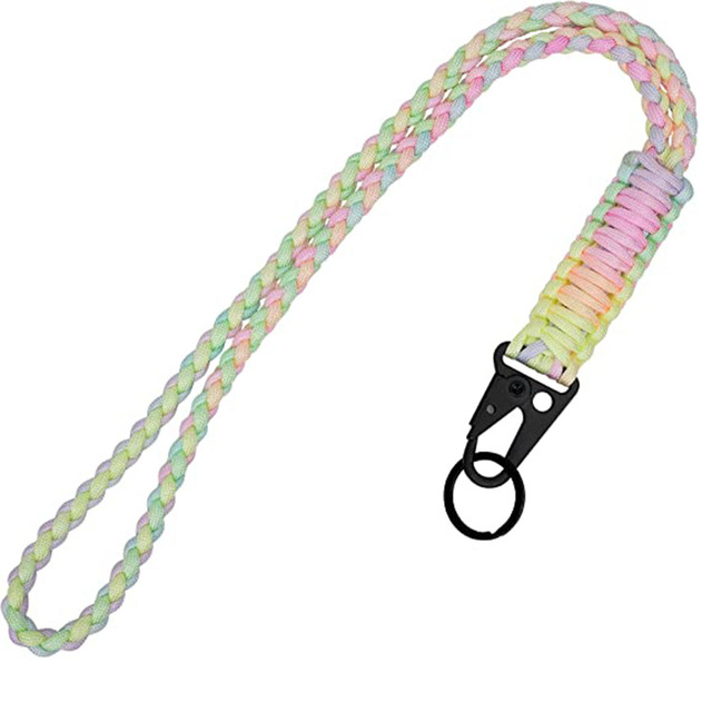 Wholesale Heavy Duty 550 Paracord Lanyard Keychain Paracord Necklace Cell Phone Scrunchie Keychain Wristlet Wrist Braided Strap