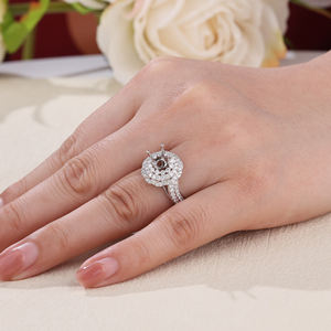 ทองคำขาว18K 1กะรัตเพชรสีขาวธรรมชาติดีไซน์เรียบง่ายกึ่งยึดสวยงามสำหรับผู้หญิง - Product Image 2