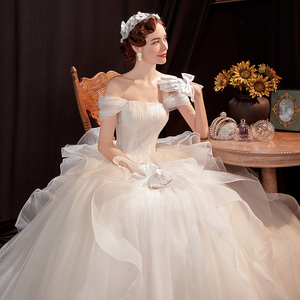 <span class=keywords><strong>Robe</strong></span> <span class=keywords><strong>de</strong></span> <span class=keywords><strong>mariée</strong></span> blanche à bretelles plissées en Organza, jupe à volants, bon marché - Product Image 2
