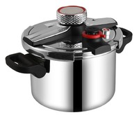 Casserole à pression rouge 2 litres |   Aluminium |   Anti-explosion |   Valve de pesage de précision |   Prise de sécurité métallique |   Induction à gaz