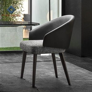 <span class=keywords><strong>Chaise</strong></span> de salle à manger simple en cuir noir véritable avec coussin en tissu ensemble de salle à manger moderne - Product Image 3