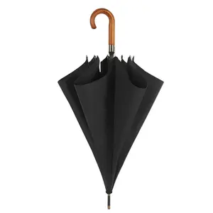 27 inç 8K ahşap kolu Golf şemsiyesi otomatik açık özel Logo reklam şemsiyesi özel kolu