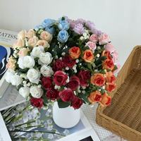 Nouvelles mini-roses artificielles style européen en gros, fausses fleurs de diamant, petits bouquets faits main pour mariage, best-seller transfrontalier